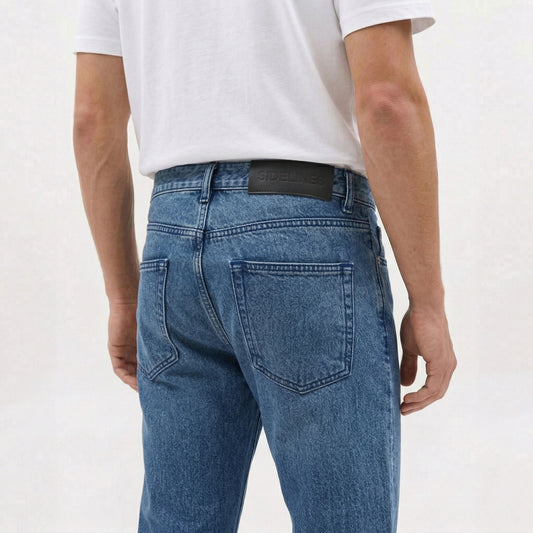 Mid Blue Wash Slim Tapered Denim Jean